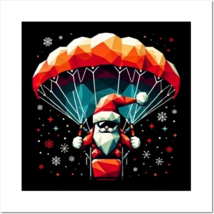 Christmas  Santa Paragliding Posters and Art